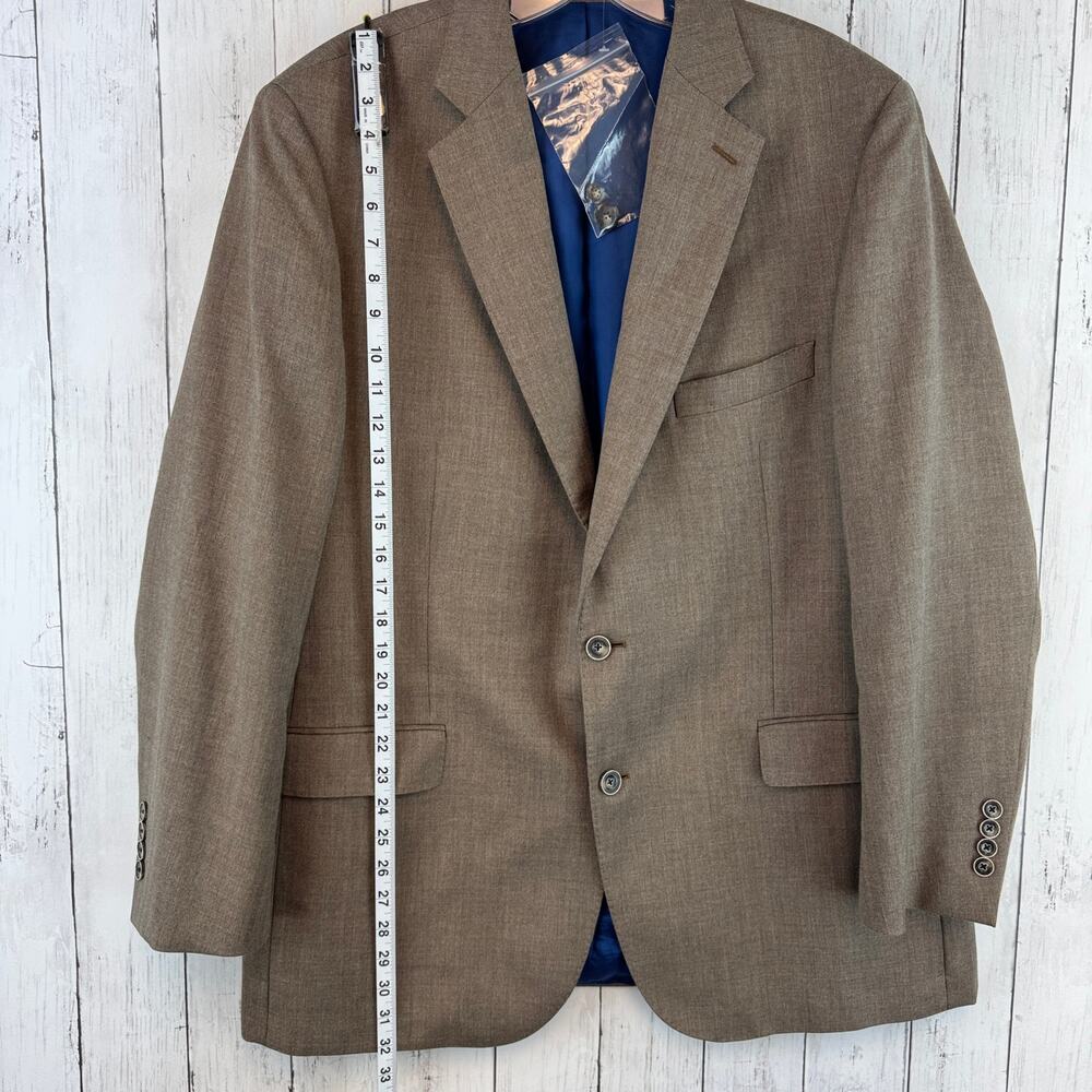 NWOT J. Hilburn Brown Mohair/Silk Herringbone Tollegno 1900 Blazer Size 47R - Picture 14 of 16